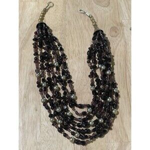 Multi Strand Purple Bohemian Glass Hand Beaded Necklace Grandmacore Bohocore 80s